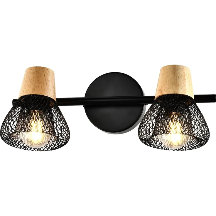 LQWELL Wandleuchte E14 Wandleuchte, LED Wandlampe Innen Wandbeleuchtung, ohne Leuchtmittel, Wandspot im Retro-Industriestil, Mattschwarz Metall, für Studio Bartheke Hotel Schlafzimmer Wohnzimmer Treppe Saal Keller