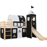 Kinderhochbett-Rahmen mit Rutsche & Leiter Kiefernholz 97x208 cm