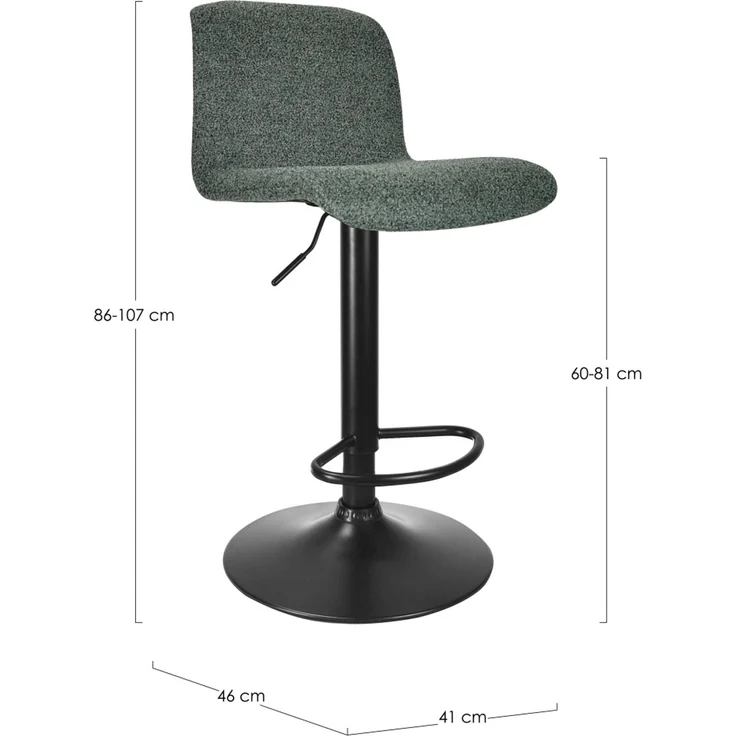 Barhocker Rafael 2er-Set, Stoff gepolstert, modern höhenverstellbar, Dunkelgrün Schwarz – Bild 3