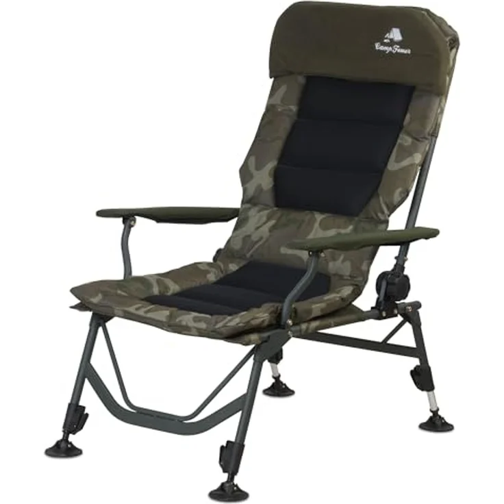 CampFeuer Angelstuhl Angelstuhl, Camouflage olivgrün, Höhenverstellbarer Campings, Extra breite Schlammfüße verhindern das Einsinken in den Sand/Schlamm – Bild 1