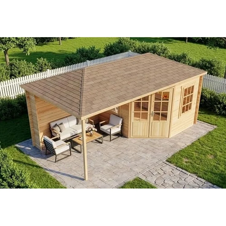 Alpholz 5-Eck Gartenhaus Mosel Gartenhaus aus Holz Holzhaus mit 40 mm Wandstärke inklusive Terrasse Blockbohlenhaus mit Montagematerial – Bild 5