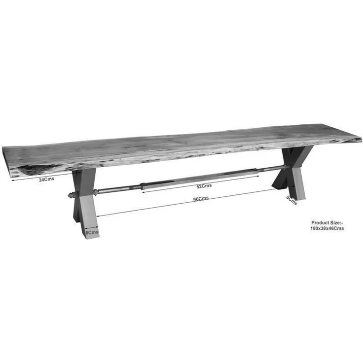 Bank Akazie 180x38x46 braun lackiert IRON LABEL #156 – Bild 8