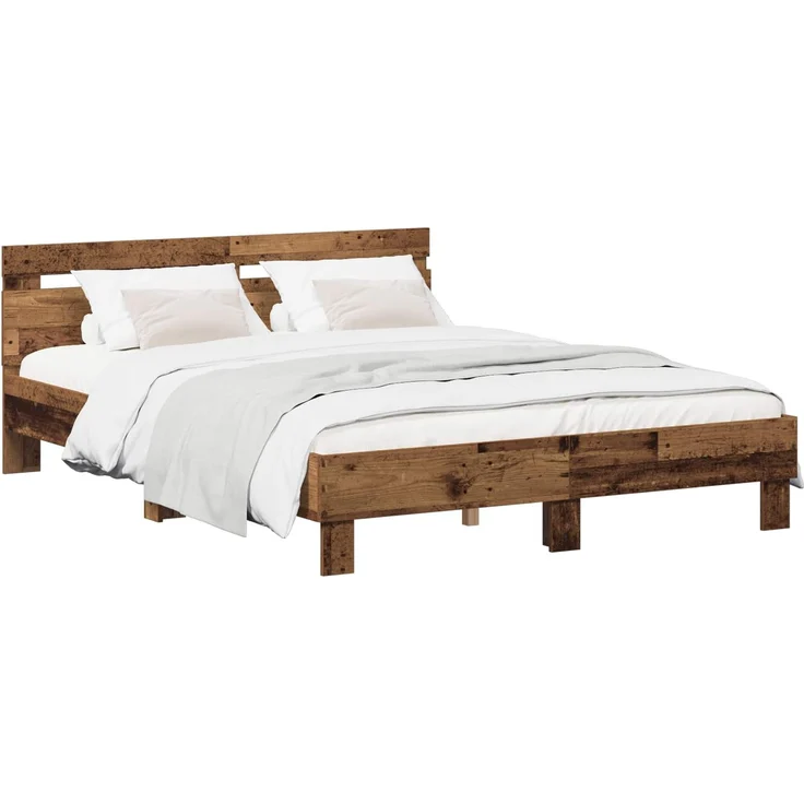 vidaXL Bettrahmen Altholz 135 x 190 cm Holzwerkstoff 3446594 – Bild 2