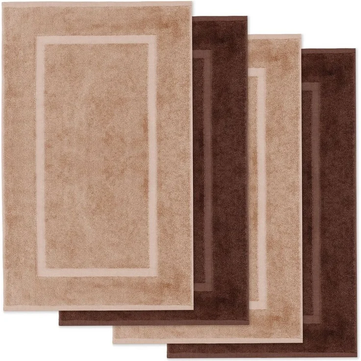 Lavea Badematte 4er Set Badeteppiche Elena Frottee 50x80 cm Badvorleger, 100% Baumwolle, 500 g/m² Frottier, weich & saugstark, pflegeleicht – Bild 5