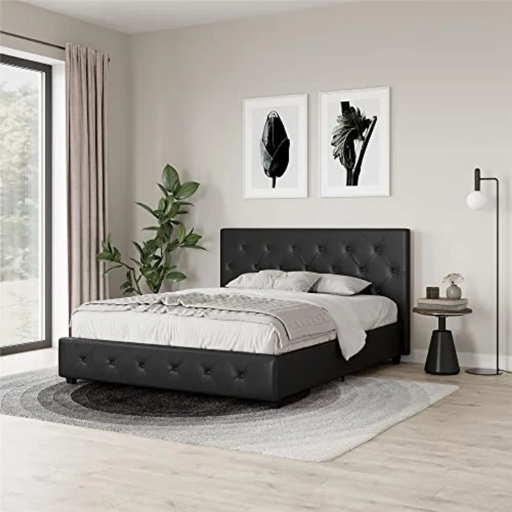 DHP Furniture Dakota Bett mit Stauraum, schwarzes PU, King Size – Bild 4