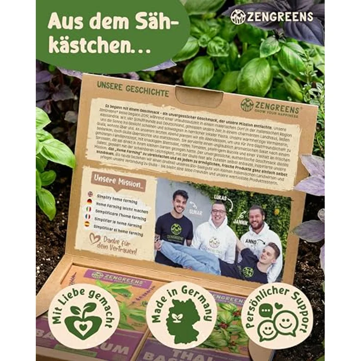 ZenGreens® - Bio Basilikumsamen im 6er Set - 6 Basilikum Samen für den einfachen Anbau im Garten, Balkon oder Hochbeet - Pflanzensamen - Saatgut – Bild 6