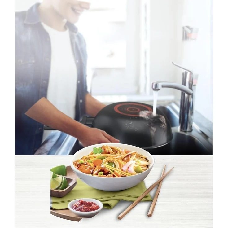 TEFAL Simply Clean B5671953, Rund, Wok-/Bratpfanne, Schwarz, Titan, Aluminium, 3,6 l – Bild 4