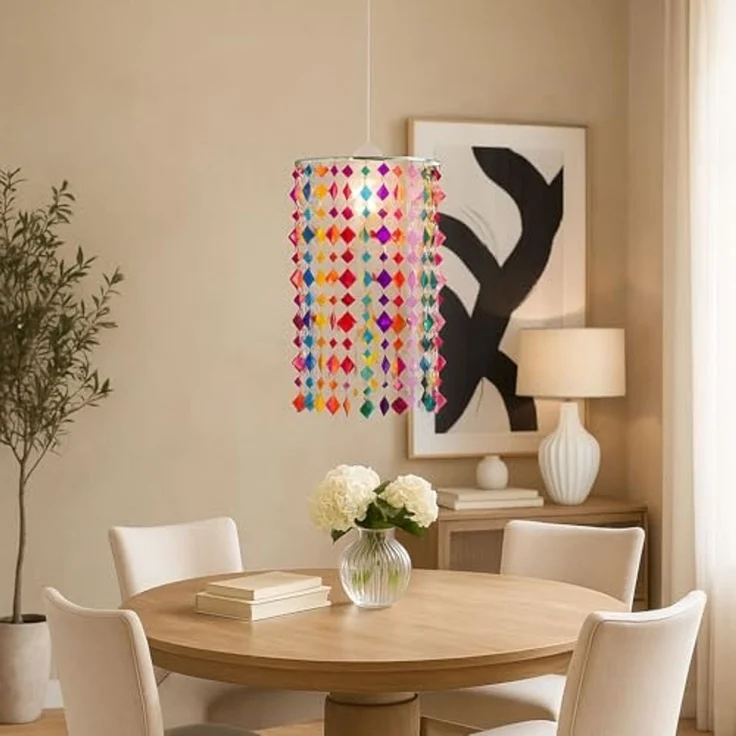 RGB LED Hängeleuchte, Kristalle bunt 22,5 cm – Bild 5
