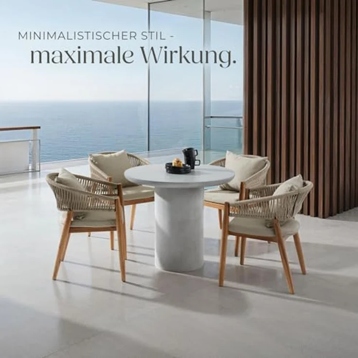 tectake Runder Gartentisch Talmi, Grau, Keramik, wetterfest, 86.5x75.5 cm – Bild 2