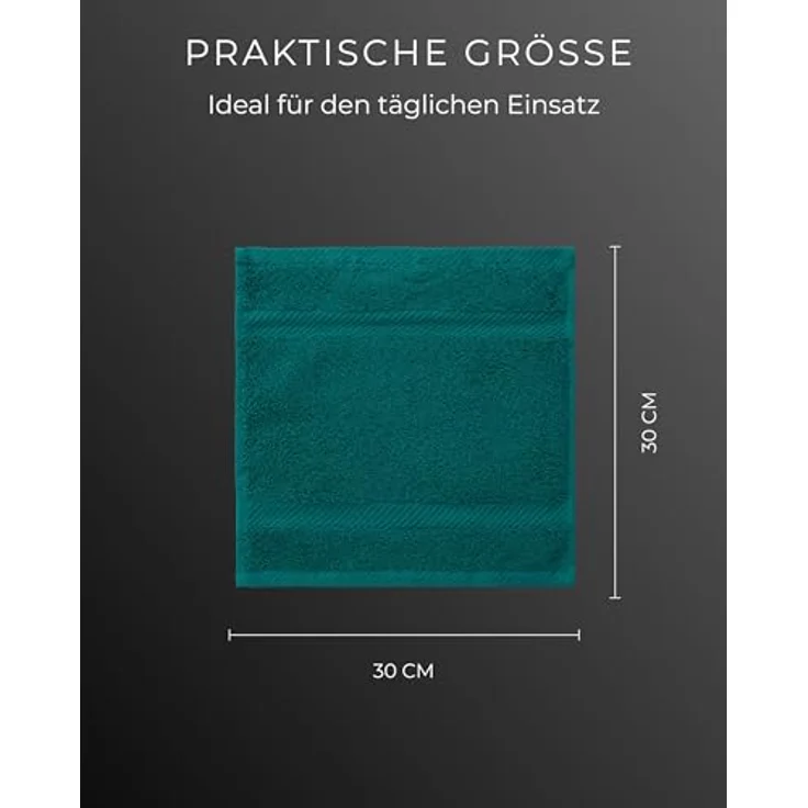 Luckytowel Seiftücher Set 30x30cm – Oeko-TEX kleine Waschlappen aus 100% Baumwolle, 600 g/m², flauschig & saugstark, 10er Pack Petrol – Bild 4