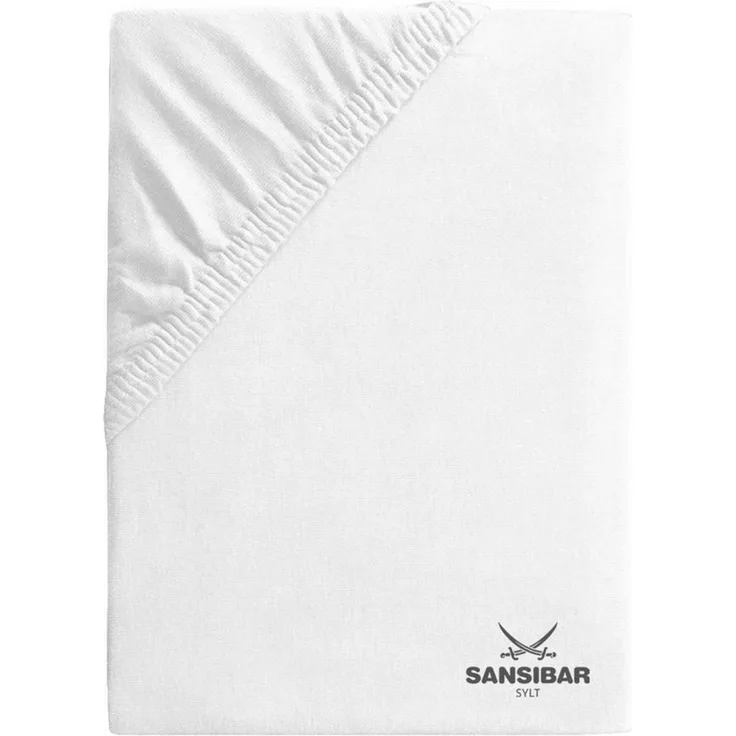 Sansibar Sylt Spannbettlaken Spannbettlaken "Sansibar Jersey Bettlaken“ Premium Qualität, Gummizug: rundum, mit hochwertigem Sansibar Logo-Druck, Fähnchen am Steg, Rundumgummizug