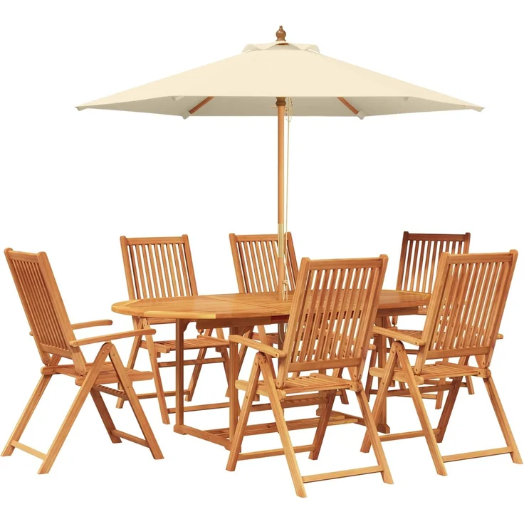 vidaXL Essgruppe für draußen mit Sonnenschirm 8 stk. 6-Sitzer 3438545 – Bild 2