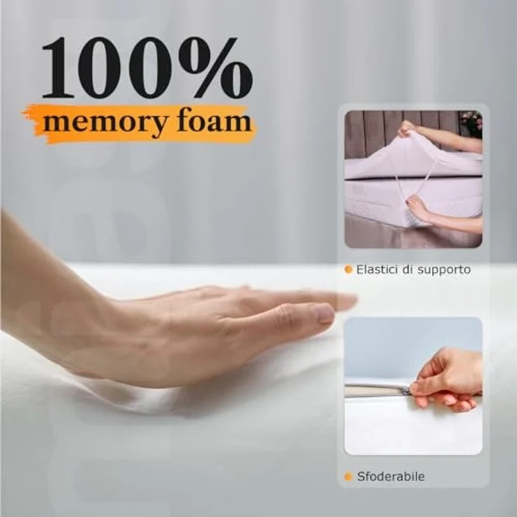 miasuite i sogni italiani Topper aus Memory Foam 100x190 - Höhe 5 cm, Abziehba, Aloe Vera, Medizinprodukt – Bild 5