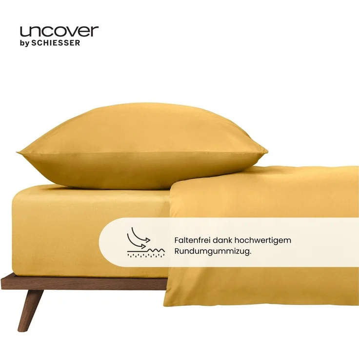 Uncover by Schiesser Spannbettlaken New Jersey - Edeljersey - 180 x 200 cm - Senf – Bild 1