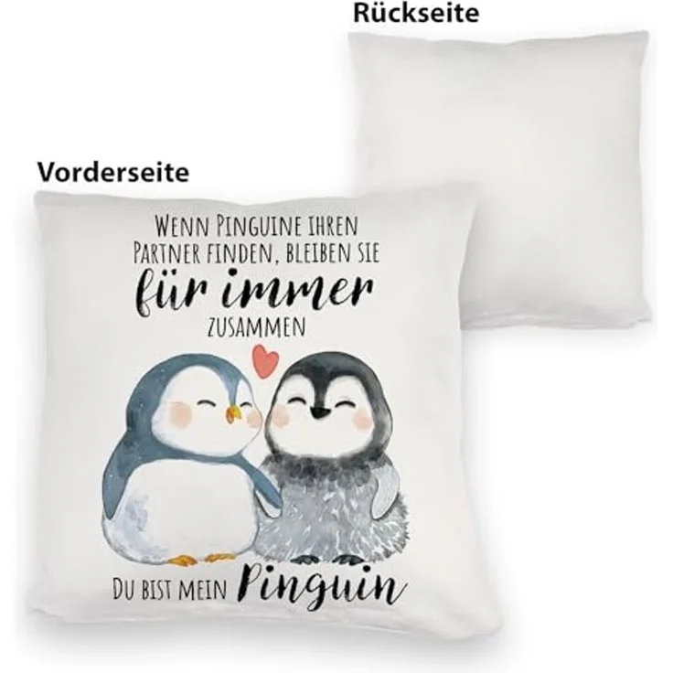 speecheese Dekokissen Pinguinpärchen Kuschelkissen mit Spruch Du bist mein Pinguin – Bild 3