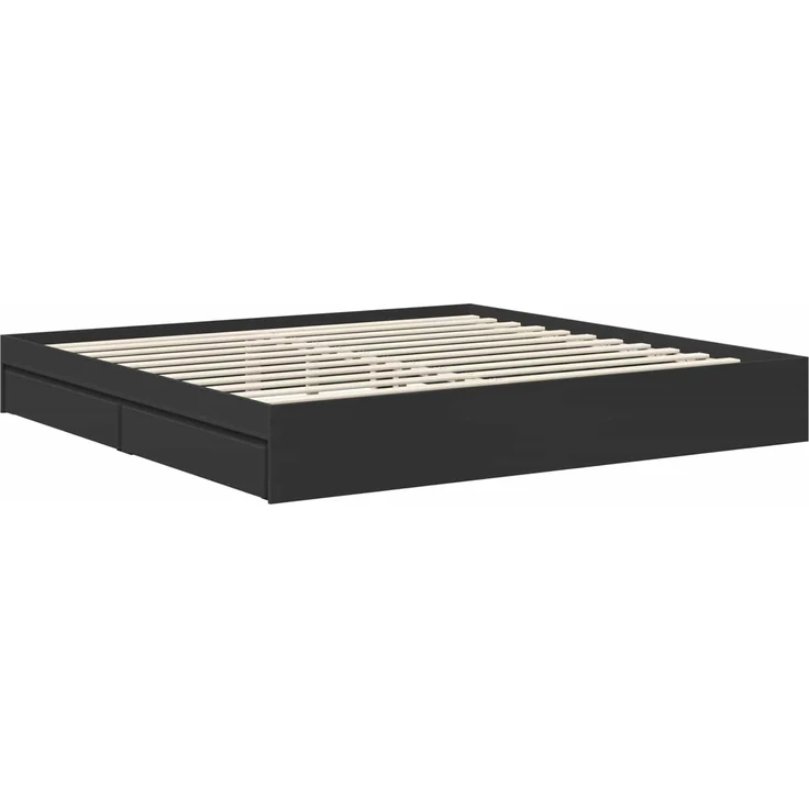 vidaXL Aufbewahrungsbett Schwarz 200 x 200 cm Holzwerkstoff 3413472 – Bild 5