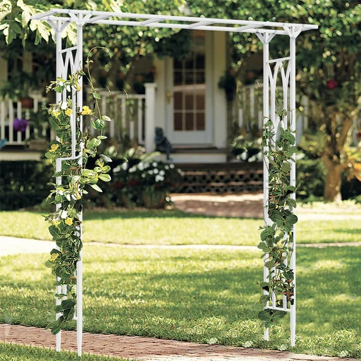 UNHO Gartenbogen aus Metall Weiß 206 x 41 x 208 cm