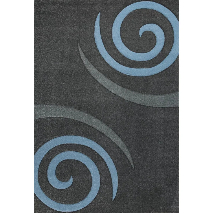 Vimoda Teppich Kurzflor Spiral Muster Blau, Rechteckig, Höhe: 13 mm, Kreisel Muster Spiral Läufer Konturenschnitt Blau – Bild 5