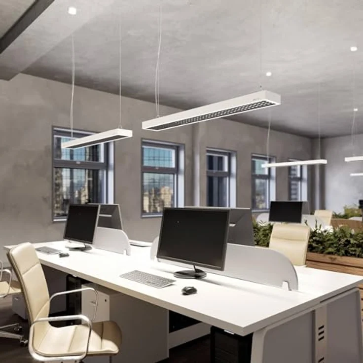 Arcchio LED Büroleuchte Susi, 2-flammige Pendelleuchte in Weiß aus Aluminium, energiesparend mit Leuchtmittel inklusive – Bild 3