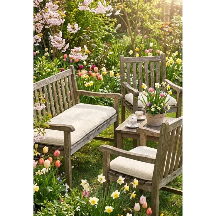 Sitzkissen aus Merinowolle 40x40 cm Ecru – Bild 3