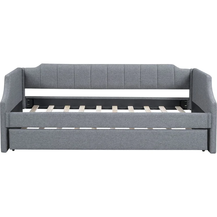 90 x 200(190) DAY-Betten, Gepolstertes Einzeltagesbett mit Rollbett, Grau – Bild 6