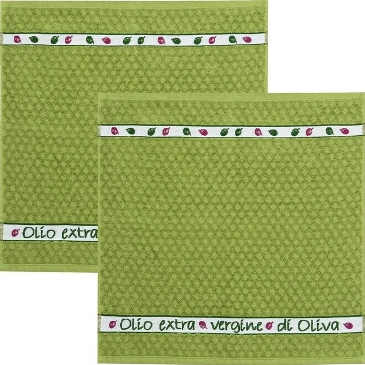 Kracht Geschirrtuch Frottier-Geschirrtuch "Olio extra" 2er-Pack, Baumwolle Uni – Bild 2