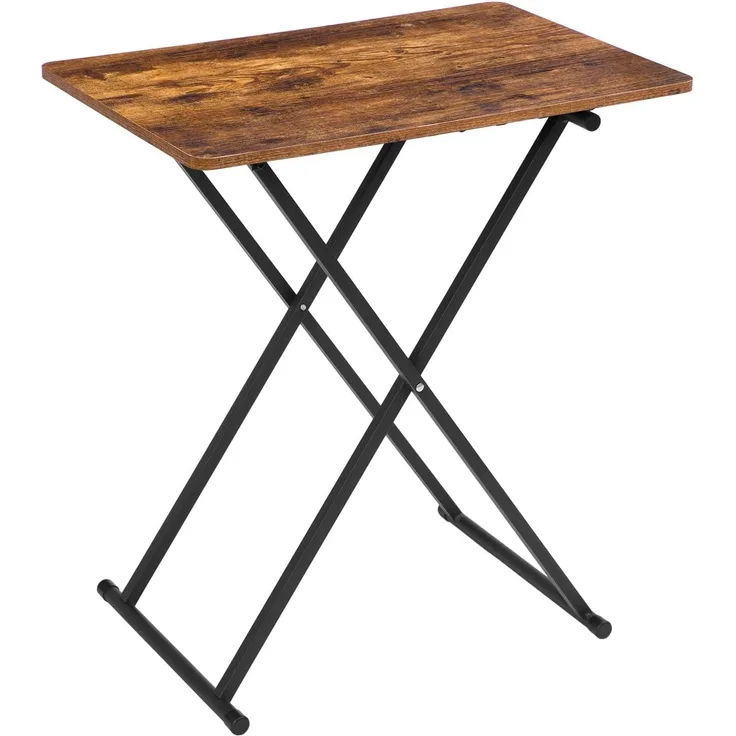 HOOBRO Beistelltisch Klappbar, Extra Groß Sofatisch, verstellbare Höhe Klapptische, 60 x 40 x 60 cm, TV Tray im Industriestil, Tablett Tisch, Snack Tisch, einfach montierbar, Dunkelbraun EBF16BZ01