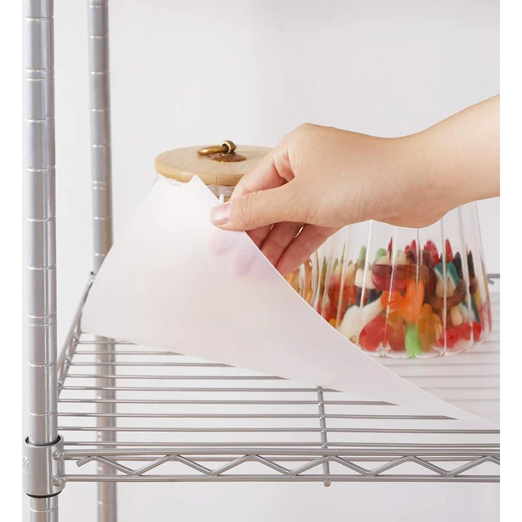 Songmics Badezimmerregal, Standregal, Metallregal, bis 100 kg belastbar, mit 5 PP-Platten, abnehmbare Haken, 30 x 30 x 123,5 cm, erweiterbar, für kleine Räume, silbern-transparent LGR023S01 – Bild 6