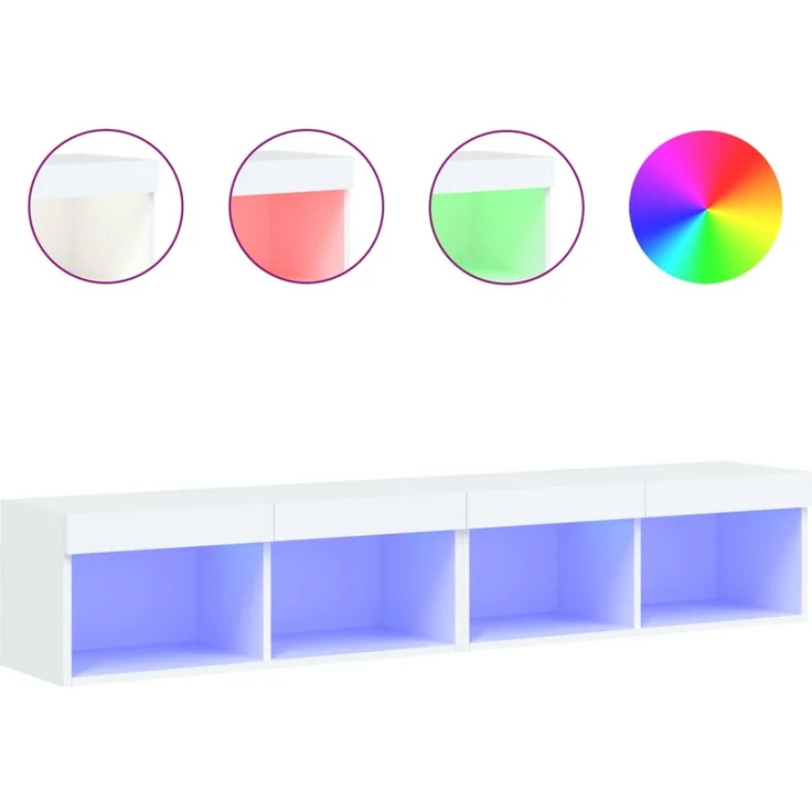 2 pcs TV-Schrank, Lowboard mit LED-Leuchten Weiß 80x30x30 cm – Bild 2