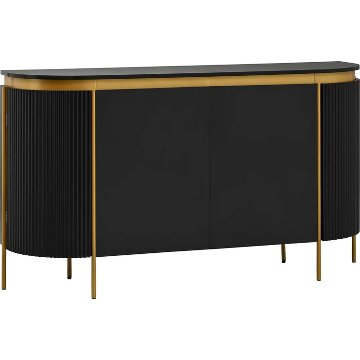ZUBALIYA Sideboard 140x38x80 cm, mit 4 Türen, aus MDF, Schwarz – Bild 16