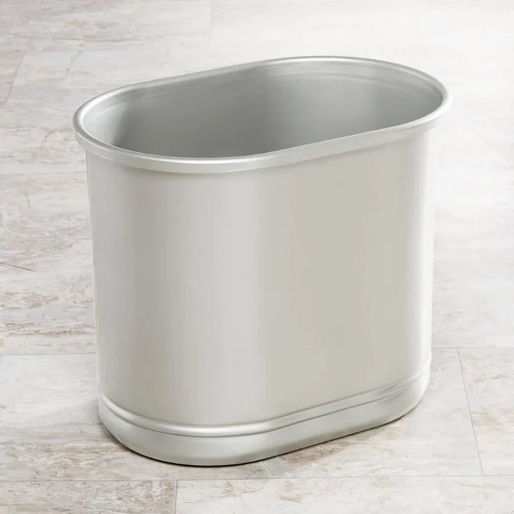mDesign Mülleimer Abfalleimer Papierkorb 9.5L Metall Mattsilber Oval – Bild 4