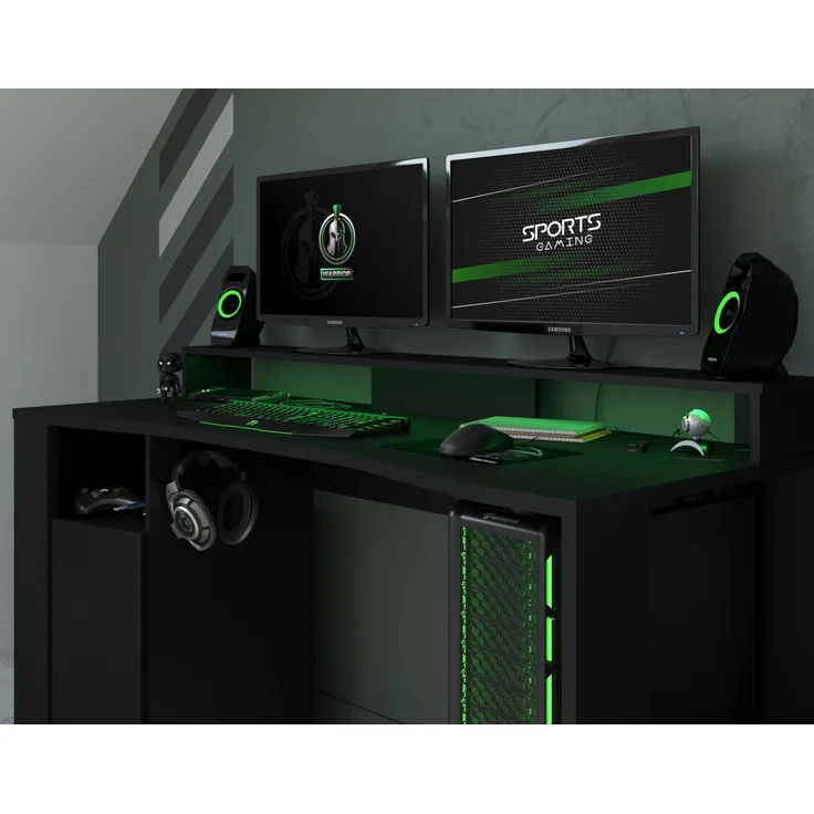 Jugendzimmer Fabric 20 mit Gamertisch 6 teiliges komplett Gaming Zimmer in Esche - Grau von Parisot - MD111029