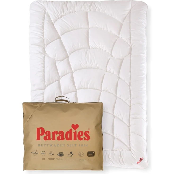 Paradies Kunstfaserbettdecke Runa Bio, Füllung: 100% Polyester, Bezug: 100% Bio-Baumwolle (kbA), extra voluminöse, kuschelige & warme Winterdecke, vegane Daunendecke