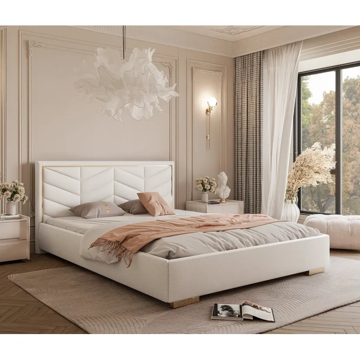 Lookway Polsterbett AURORA mit Bettkasten (mit Metallgestell), mit gepolsterem Kopfteil