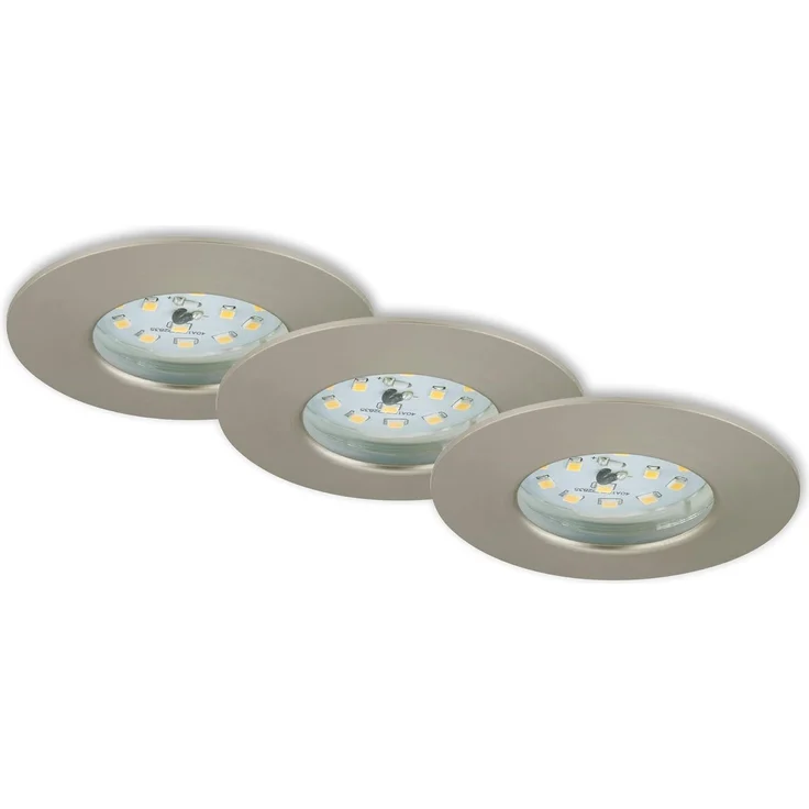Briloner LED Einbauleuchten Attach matt-nickel 3er Set Einbaustrahler Deckenspot