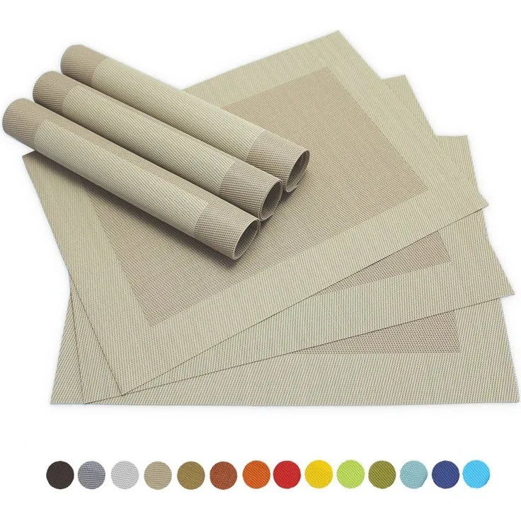 matches21 HOME & HOBBY Platzset Tischsets BORDA 6er Set Beige als Tischuntersetzer, (6-St), Abwaschbare Platzsets als Tischunterlagen für Ess-Tisch Tisch-Deko