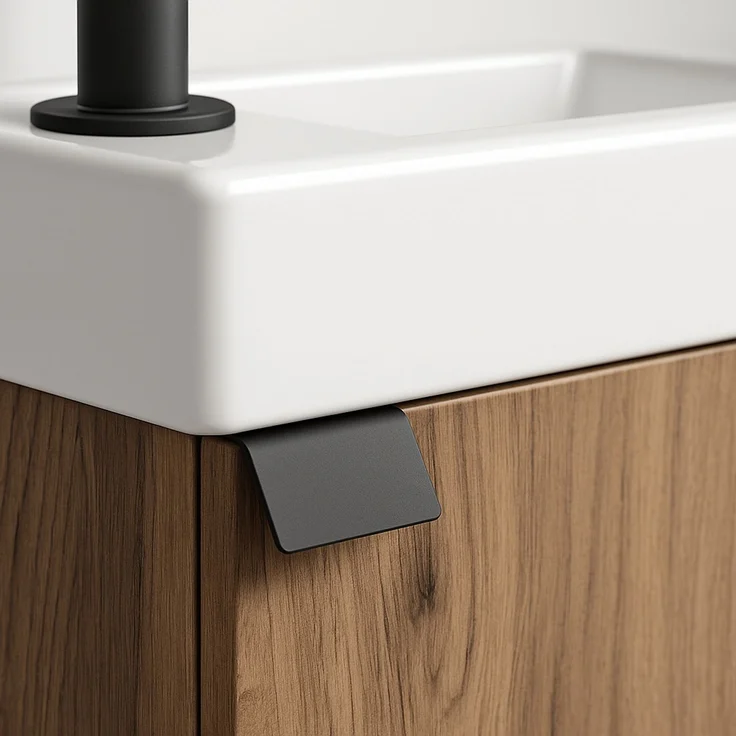 Badplaats Gäste-WC Waschtisch Set Apollo 40x22 cm Eiche Braun - Platzsparende Badmöbel Set mit Waschbecken und Unterschrank – Bild 5
