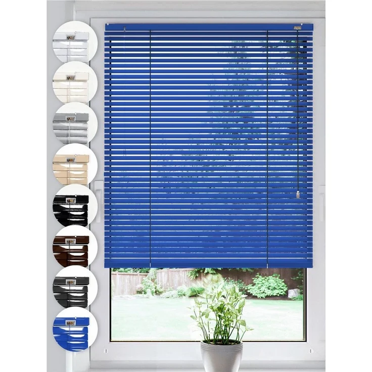 Sonello Jalousie Klemmfix ohne u. mit Bohren 35x130 cm Blau Aluminium Jalousette, Klemmfix, Inkl. Halterung für Decken- u. Wandmontage Alu Jalousie Fenster u. Tür, Blickdicht freihängend – Bild 1