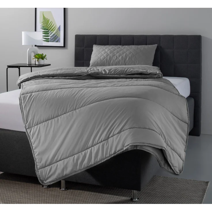 OTTO home Microfaserbettdecke + Microfaserkissen Clarra Spar Set, Decke + Kissen 135x200, 155x200 cm & weitere Größen, Set mit Kissen 40x80 cm, 80x80 cm, Sommer, Herbst, Winter in grau – Bild 5