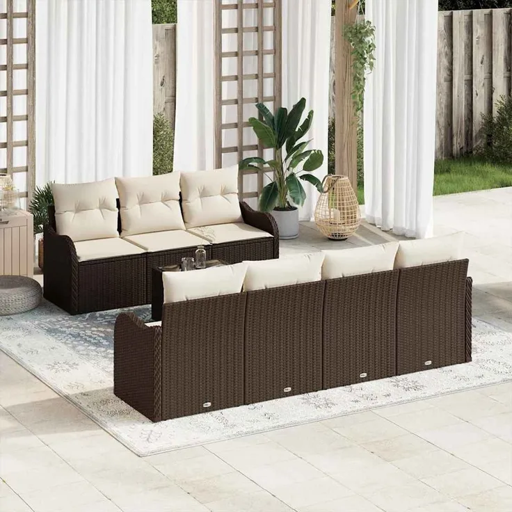 vidaXL Gartensofa-set 8 stk. 7-Sitzer Braun Poly-Rattan 3345608