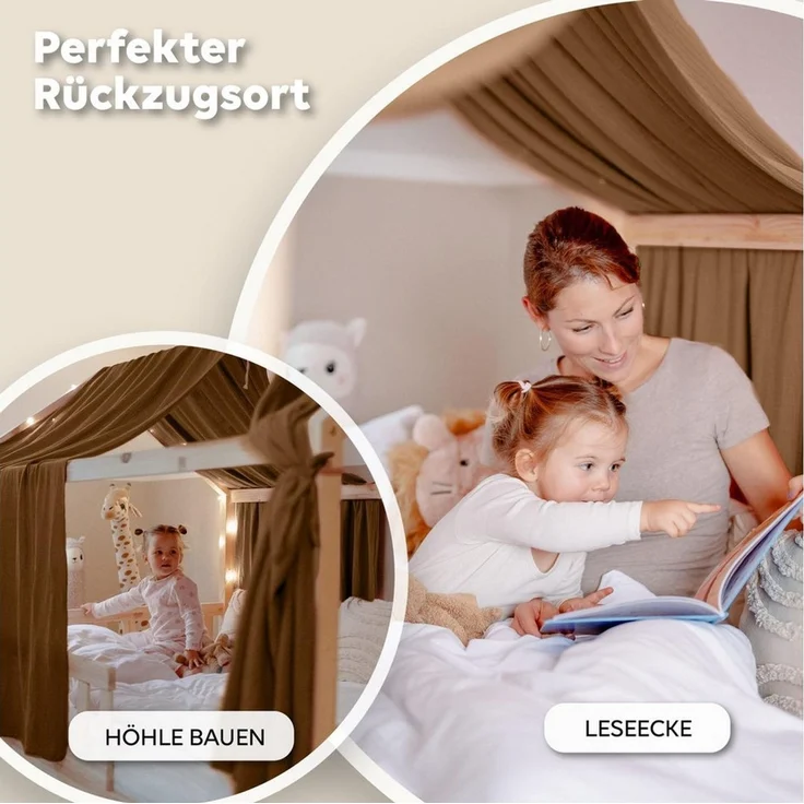 lilimaus Betthimmel Hausbett Himmel 2er-Set aus 100% Musselin - für Kinderbett (1-tlg), Set mit 2 abgestimmten Stoffbahnen - weich & schnell montiert – Bild 3