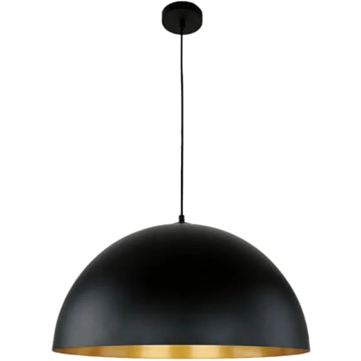 Licht-Erlebnisse Hängeleuchte Industrial Gold Schwarz matt, Ø50cm, E27, höhenverstellbare Pendellampe für Esszimmer und Wohnzimmer – Bild 2