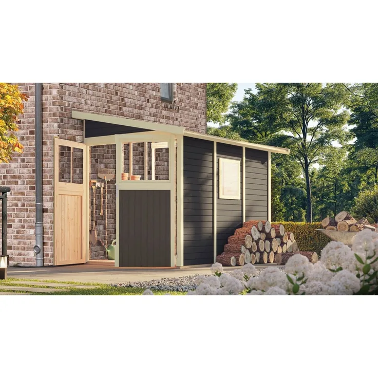 Karibu Gartenhaus Wandlitz 3 Anlehnhaus 19mm terragrau
