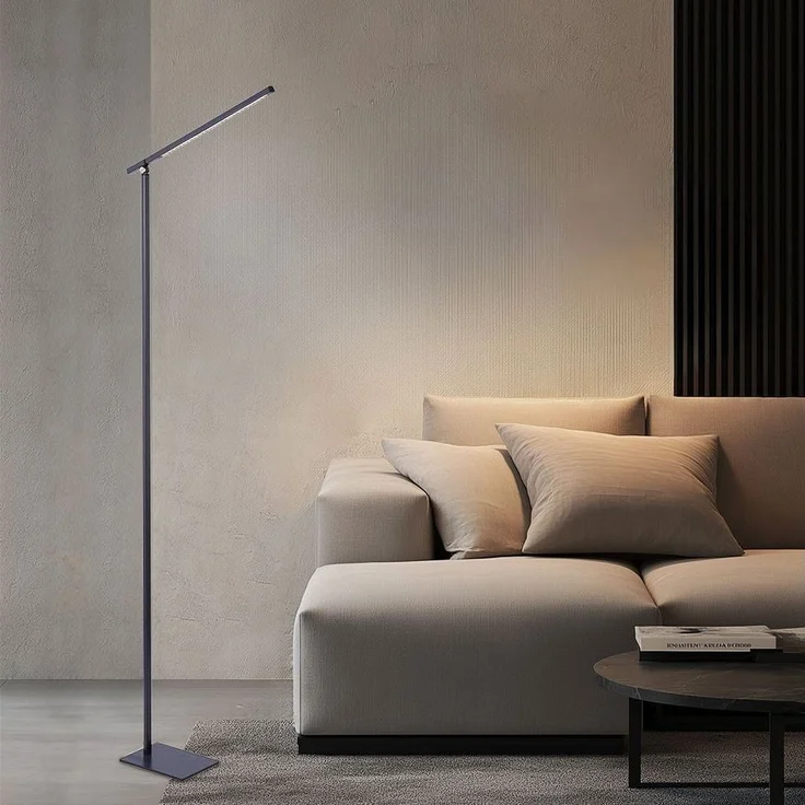 NOWA LED Stehlampe, LED-Leuchtmittel fest verbaut, Warmweiß, Stehlampe Stehleuchte Touchdimmer Beistelllampe anthrazit LED H 145 cm – Bild 2