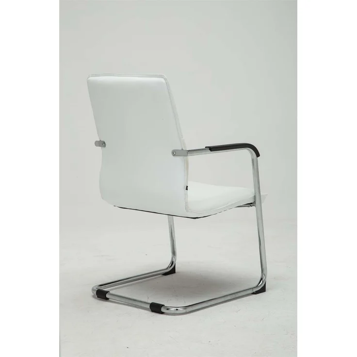 DELUKE® 2er Set Besucherstuhl SEATTLE - 92x56x60cm, Weiß Kunstleder Metall in Chromoptik Gestell Konferenzstuhl Wartezimmerstuhl – Bild 4