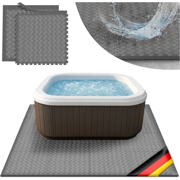 tillvex® Whirlpool Unterlage eckig 200 cm Grau | Bodenmatte Poolunterlage Matte viereckig Outdoor Whirlpools | Thermo Bodenschutzmatte Pool Untergrund | Bodenschutz Bodenplatte schützt & isoliert