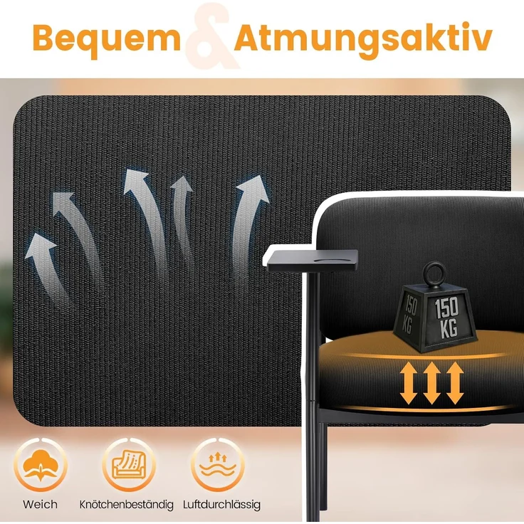 COMHOMA Loungesessel Sessel Relaxsessel Ohrensessel modern, Polsterstuhl mit Metallbeinen, Einzelsofa für Wohnzimmer/Schlafzimmer/Garten, Schwarz – Bild 5