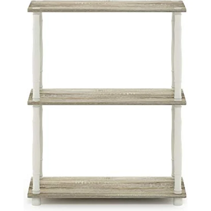 Furinno 3-Ebenen kompaktes Mehrzweck-Regal mit klassischem Rohr, holz, Sonoma Eiche/Weiß, 29. 46x59. 94x75. 18 cm – Bild 7