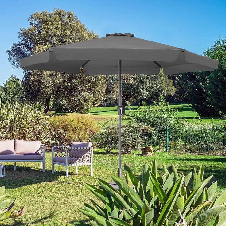 Kingsleeve® Sonnenschirm ohne Gestell, UV Schutz 80+, Alugestell / Polyester dunkelgrau, Ø 330cm – Bild 2