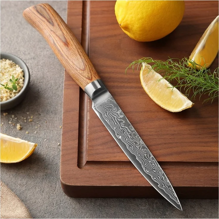 Wakoli Allzweckmesser EDIB Pro Damast Allzweckmesser I Kochmesser Küchenmesser I 12cm Klinge, 67 Lagen Damaststahl, VG-10 Stahlkern – Bild 1